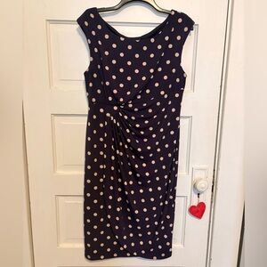Connected Apparel Eggplant and cream Polka Dot Midi Dress